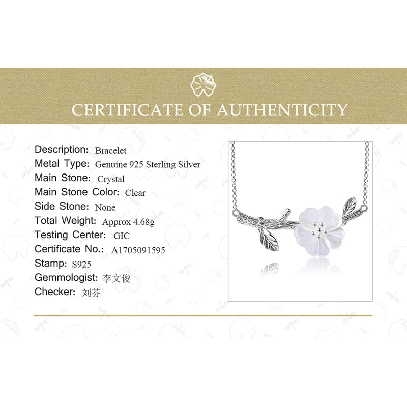 Lotus Fun Real 925 Sterling Silver Natural Crystal Handmade Fine Jewelry Flower in the Rain Design Charm Bracelet for Women Gift