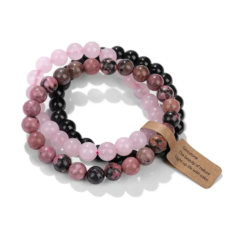Natural Stone Crystal Beads Semi Precious Women's Bracelet Amethyst Multi Layered Combination Bracelets