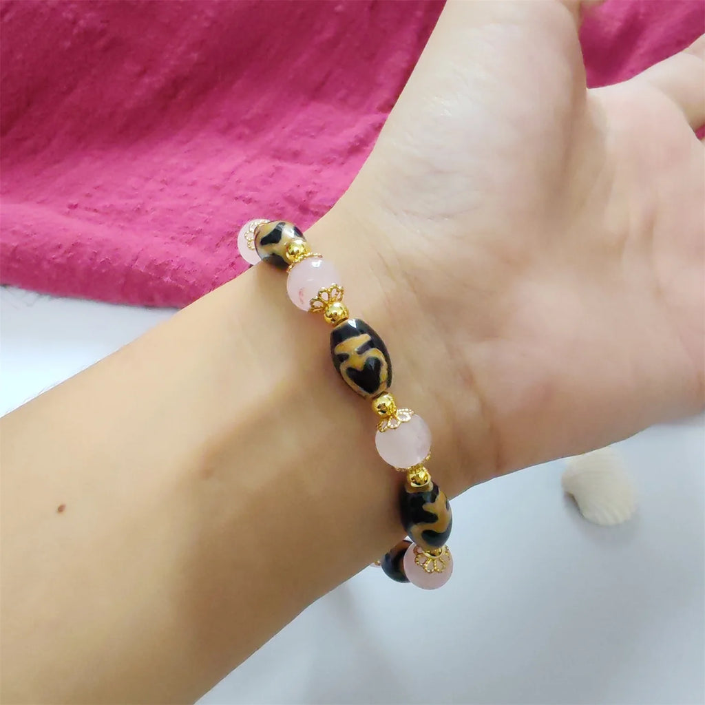 1pcs/lot Natural vase pattern agate dzi bracelet Match the crystal beads of the fan exquisite beautiful vogue Gifts for girls