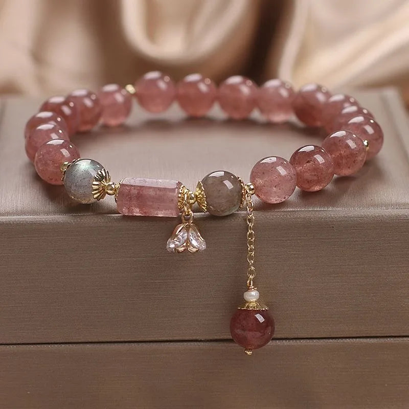 Strawberry Crystal Pixiu Bracelet Female Korean Version Ins Niche Design Crystal Bracelet for Student Girlfriends