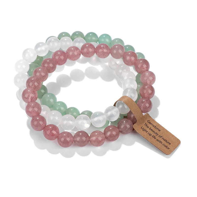 Natural Stone Crystal Beads Semi Precious Women's Bracelet Amethyst Multi Layered Combination Bracelets