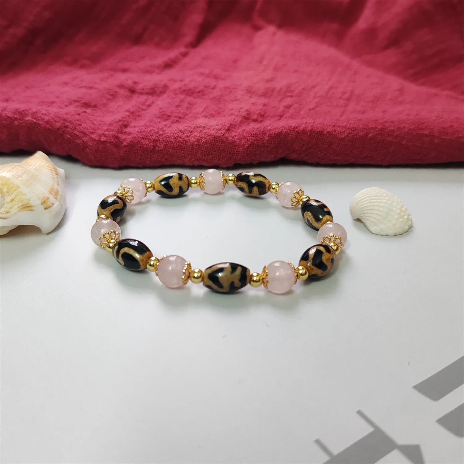 1pcs/lot Natural vase pattern agate dzi bracelet Match the crystal beads of the fan exquisite beautiful vogue Gifts for girls