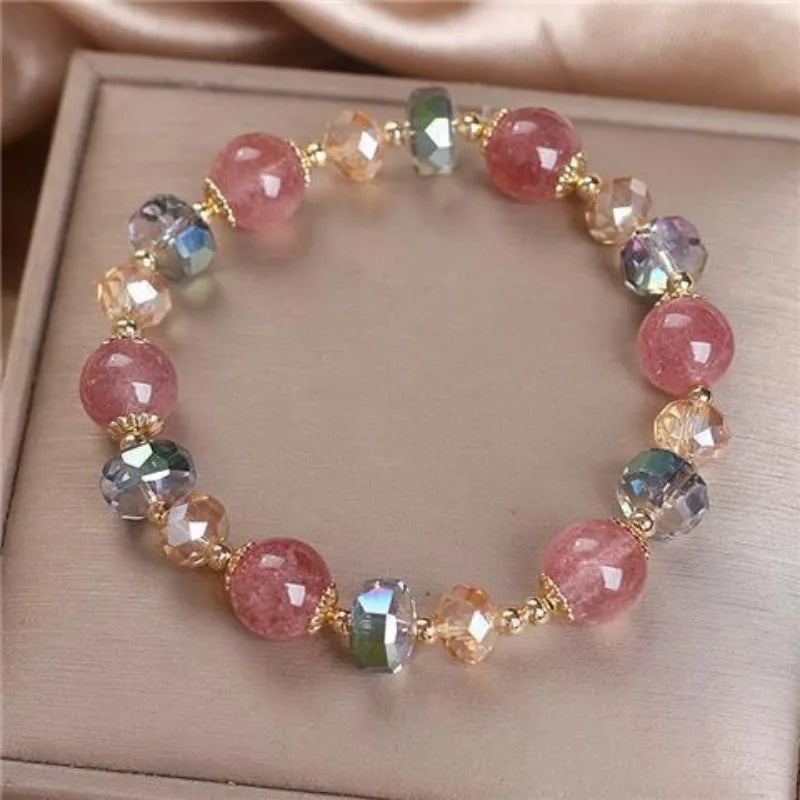 Strawberry Crystal Pixiu Bracelet Female Korean Version Ins Niche Design Crystal Bracelet for Student Girlfriends