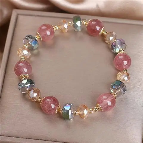 Strawberry Crystal Pixiu Bracelet Female Korean Version Ins Niche Design Crystal Bracelet for Student Girlfriends